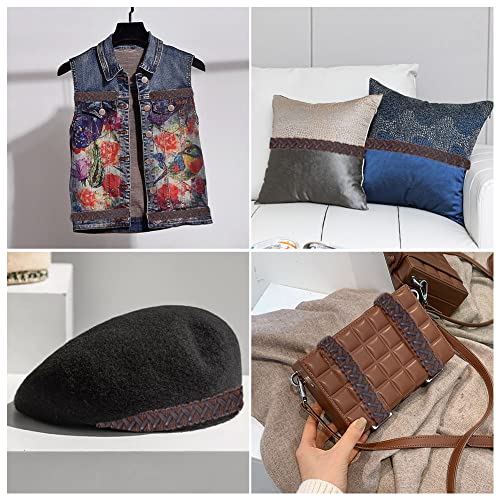 Benecreat 15 Yard Faux Leather Braid Trims With Curve Lace, Coconut Brown Centipede Lace Ribbon For Home Decor Diy Sewing Craft, 3/4 Inch(18Mm) Wide #TOP6