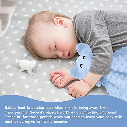 Blue Baby Elephant Security Blanket Baby Stuffed Elephant Toy Lovie Blanket For Infant Boys And Girls Baby Comforting Elephant Blanket For Newborns 16In #TOP5