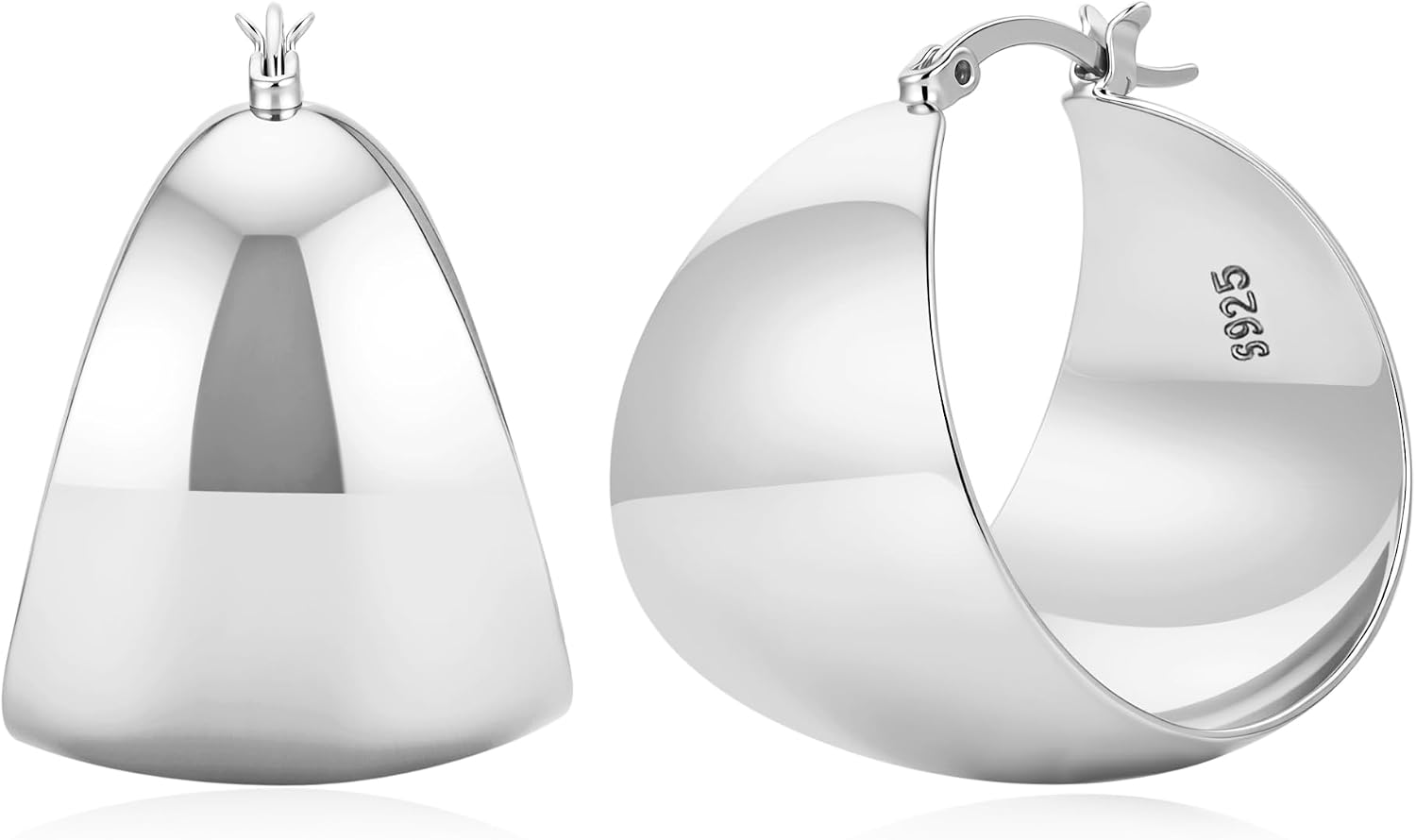 LOUMILEO 24MM Wide Thick Silver Hoop Earrings for Women Lightweight 925 Sterling Silver Hoop Earrings Large Chunky 14K Gold Plated Hoops Earring Hypoallergenic Earring for Sensitive Ears Women 25/30/40/50MM