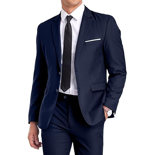 Fxzpiodi Terno masculino slim fit masculino de 2 peças, vestido de casamento, para formatura, negócios, casual, terno