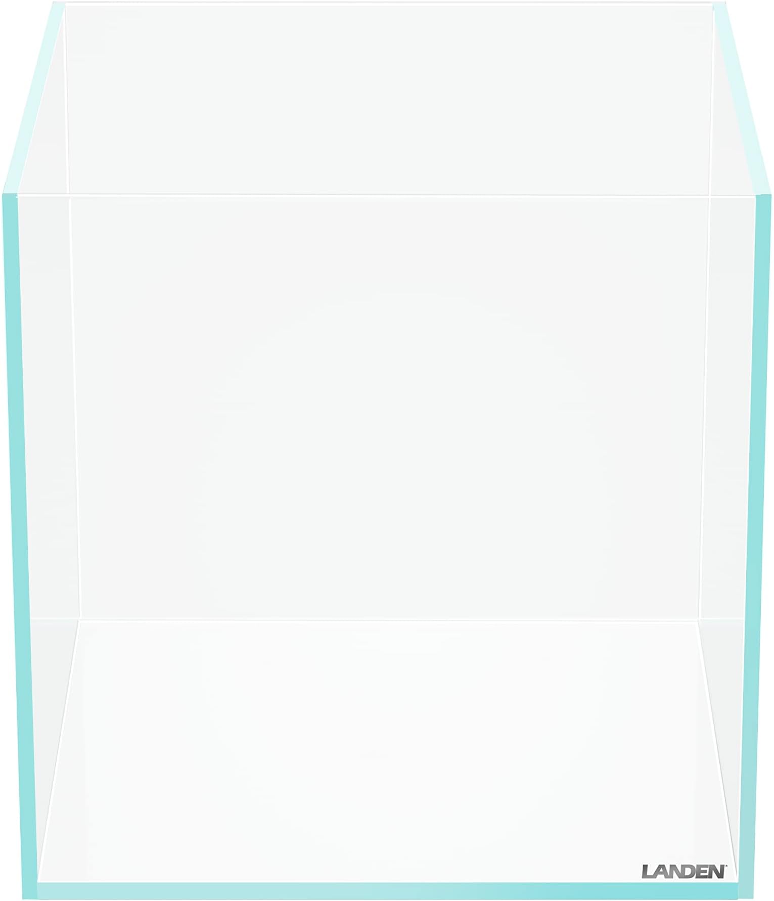 LANDEN 25C 3.7 Gallon Cube Rimless Low Iron Aquarium Tank, W9.84×D9.84×H9.84 in(25x25x25cm) 5mm Thickness with Nano Foam Leveling Mat Included