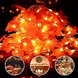 Liacere 2 Pack Thanksgiving Lights Fall Maple Leaves String Lights - Total 29.52Ft/80 Lights 8 Modes...