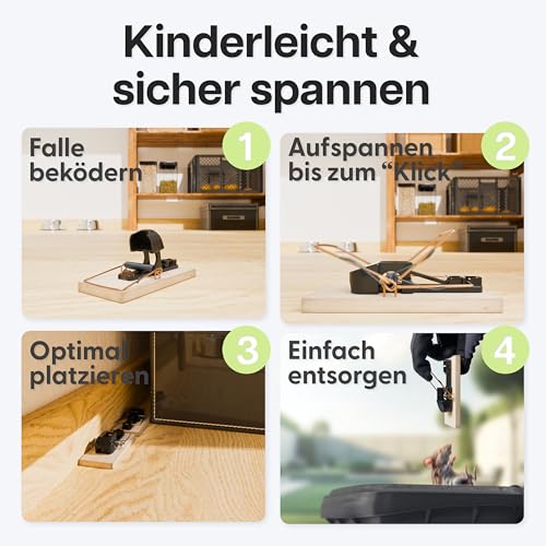 LUNA SafeSnap – Mausefalle sicher für Kinder & Haustiere (6er Set) – Schlagfalle mit Zug-Auslöser für präzisen Fang – giftfrei – Made in Austria