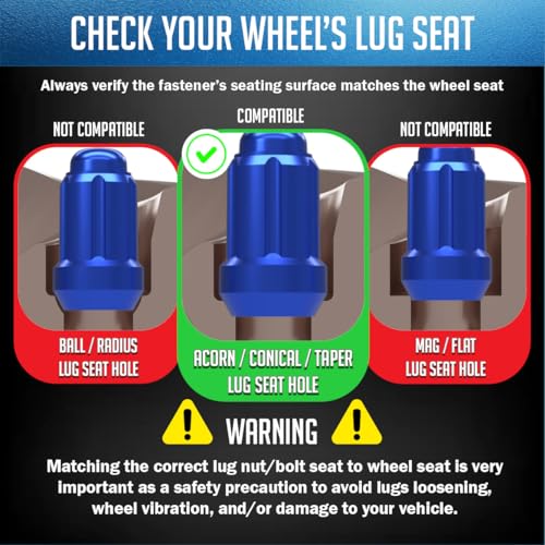 Image of Wheel Accessories Parts 20 Pcs M12x1.25 12x1.25 Thread Car Spline 1.38 inch 35mm Long Lug Nuts Blue Spline Hex Fits Most Subaru Pass Cars ｜ Nissan Pass Cars