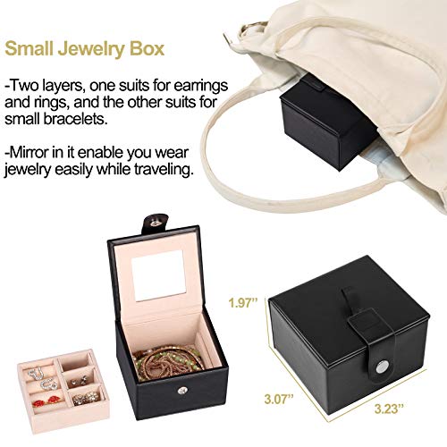 Homde 2 in 1 Huge Jewelry Box/Organizer/Case Faux Leather with Small Travel Case, Gift for Girls or Women (Black) - Thumbnail 5