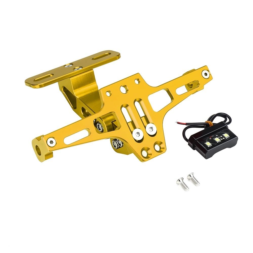 DDGBERFP For QJMOTO 400 600 2022 Short Tail License Plate Holder Adjustable Rear Spoiler Holder(Gold)