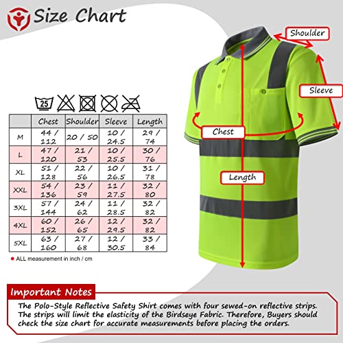 Image of High Visibility Reflective Safety Shirts for Men Women Hi Vis Viz Protective Safety Workwear Polo T Shirt with Pockets for Construction Meet ANSI Class 2(ST191-Yellow-3XL)