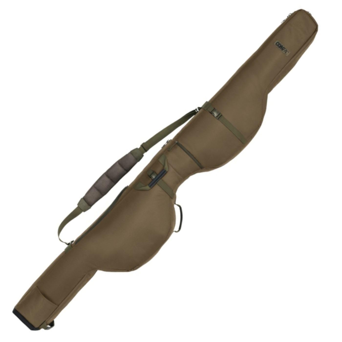 Korda Carp Fishing Luggage Compac 5 Rod Holdall 12ft Padded Shoulder Strap designed for Big Pit Reels and 50mm Butt Rings Reinforced Base Heavy Duty Zips Wipe Clean Lining 200cm x 30cm x 16cm