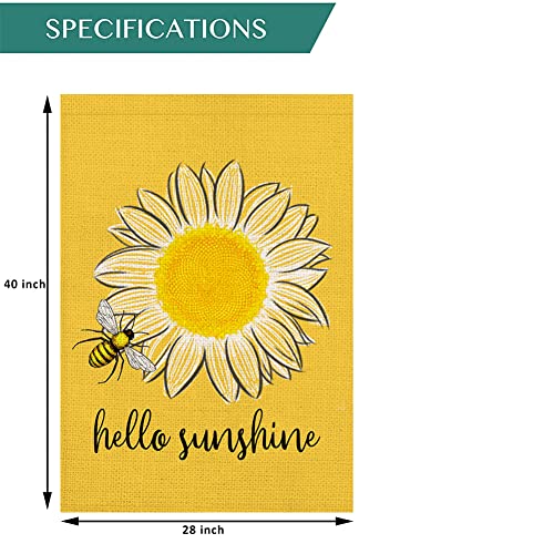 Qinqingo Hello Sunshine House Flag Summer Sunflower Bee Yard Flags 28 X 40 Inch Double Sided Spring Summer Decor Seasonal Outdoor Decoration (Hf-N) #TOP1