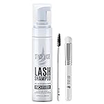 STACY LASH 6.76 fl.oz / 200ml Eyelash Extension Shampoo + Brush/Eyelid Foaming Cleanser/Wash for Extensions & Natural Lashes/Safe Makeup Remover/Supplies for Professional & Home Use