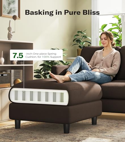 Image of Welzona Loveseat Sofa with Ottoman, 51 inch Small L Shaped Teddy Couch Sofa