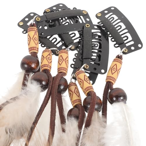 Plumas vintage accesorios cabello de estilo étnico con 6 piezas para mujer 3