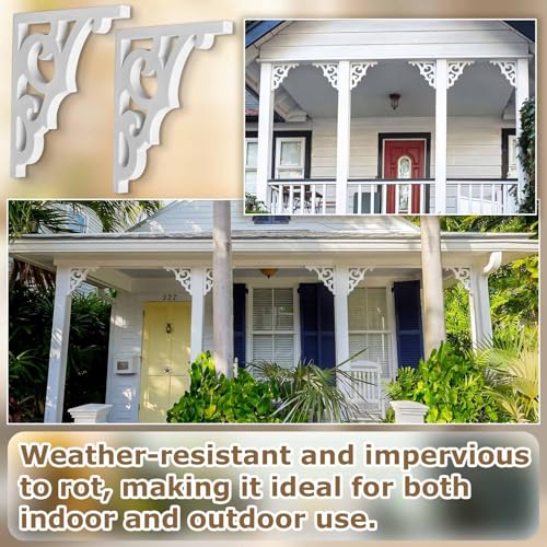 Image of Briwooody 2 Pcs Unfinished Paintable Corbels Bracket for Doorway Countertop Home Cabinet Bookshelves Furniture Support PU (7 /8 W X 11 D X 12 Inch H,Victorian Style)