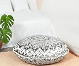 HULEX Large Hippie Mandala Floor Pillow Cover - Cushion Cover - Pouf Cover Round Bohemian Yoga Decor