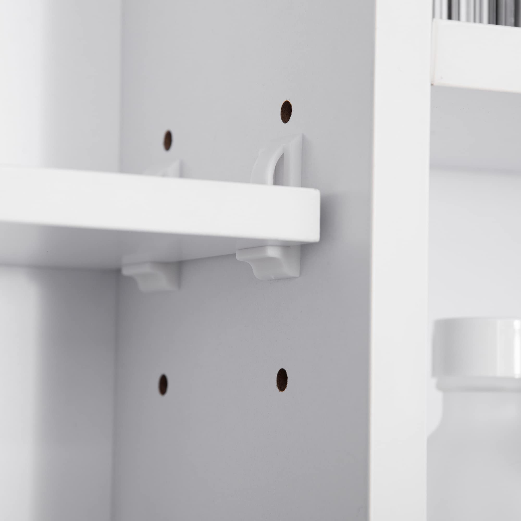 kleankin Armoire Murale Salle de Bain avec Miroir, 100 x 15 x 70 cm, Meuble Salle de Bain, Armoire de Toilette avec 7 étagères Ouvertes et Placard, Porte Ouverture et Fermeture lentes, Blanc