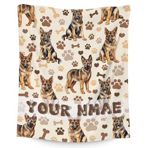 Custom German Shepherd Blanket with Women Men, 60x80 Inches Blanket with Dogs on it, Cozy Soft Throw Gifts for Dog Lovers, Cute Flannel Throw Blankets for Bed Couch