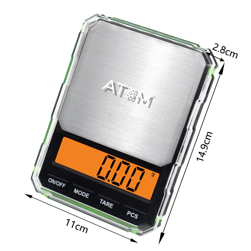 Image of ATOM A 420 Digital Pocket Weighing Scale with 600gmx0.01g Capacity Precision Mini Weight Machine For Jewellery, Precious Gems with Tare & Counting Function. A 100 Series