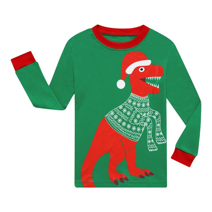 Benaive Boys Christmas Pajamas Kids Xmas Holiday Pjs 100% Cotton, 2-Piece Boys Sleepwear Long Sleeves Set Size 2T - image 3