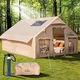 Inflatable Tent with Skylight & Stove Jack, Blow Up Tents for Camping