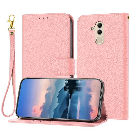 OWSIHNZBF Funda Tipo Cartera Compatible con Huawei Mate 20 Lite For Mujeres y Hombres, Funda de Piel Tapa Tarjetero, Carcasa Interior TPU a Prueba Golpes Soporte(Pink)