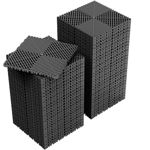 Jocoevol 60-Pcs Interlocking Tile 12 x 12 Indoor/Outdoor Self-Drainage Interlocking Floor Tiles Non-Slip Heavy-Duty Polypropylene Splicing Flooring Tile for Garage Patio Pool Bathroom Black