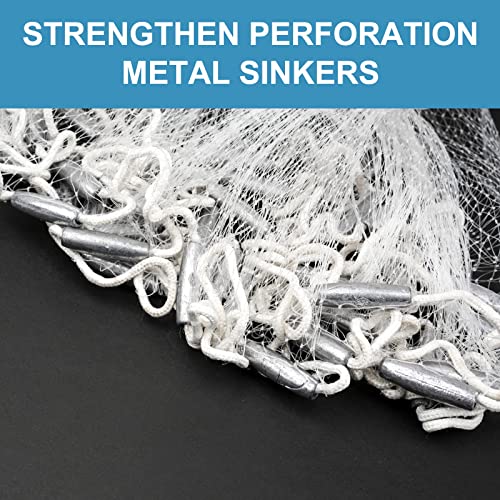 Reemoo Cast Net, 3/8 Inch Mesh Size Throw Cast Net 6Ft Radius With Real Metal Sinker, Saltwater Freshwater Casting Net For Bait Trap Fish, Premium Monofilament Nylon Net #TOP1