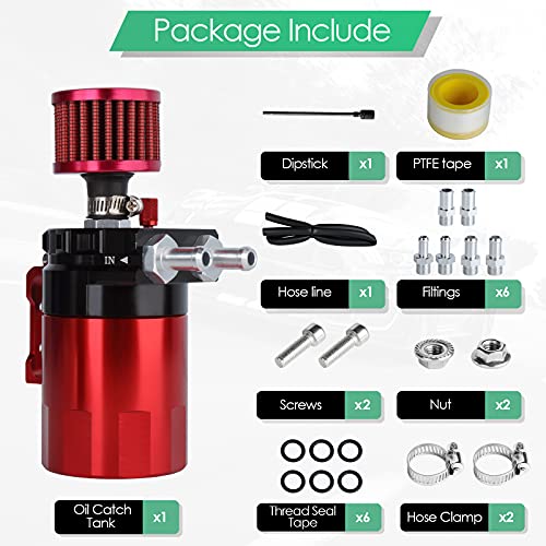 Universal Car Oil Catch Can Kit Polish Baffled Automotive Reservoir Tank 300Ml With Breather Aluminum Compact Dual Cylinder #TOP5