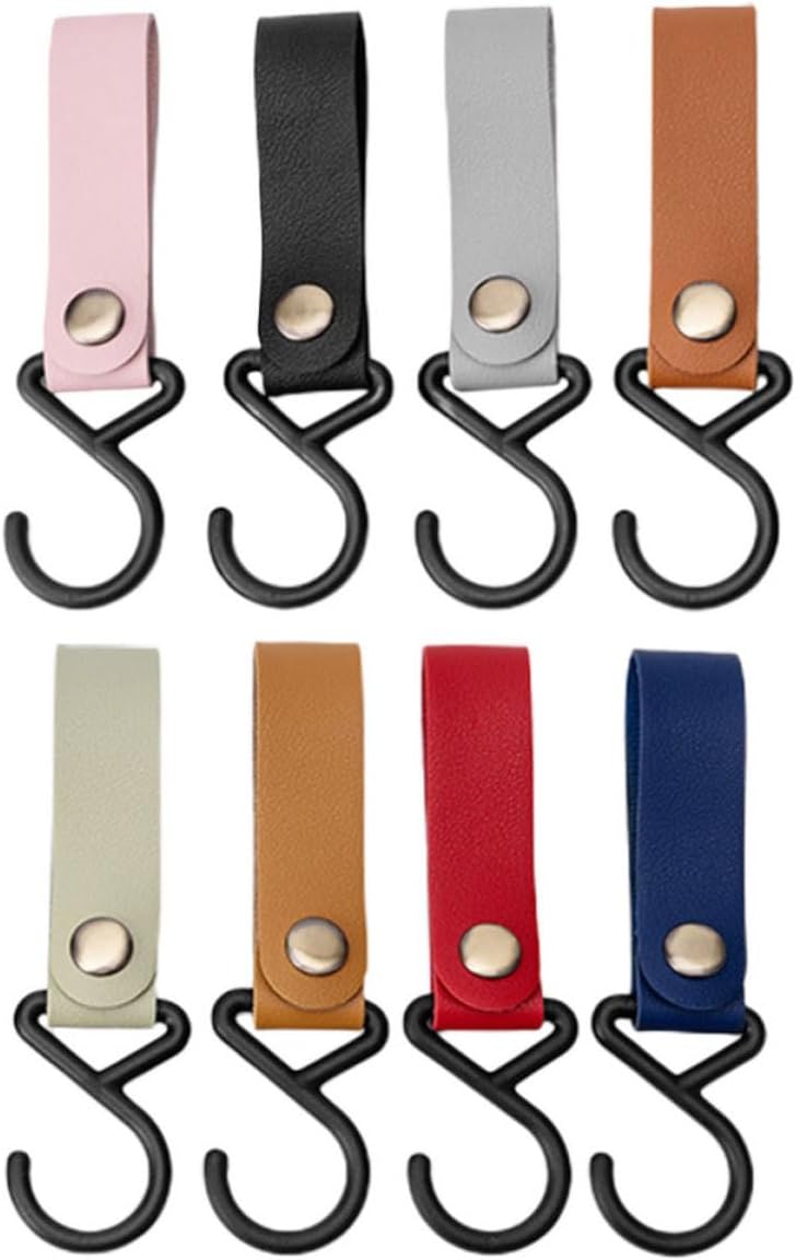 ABOOFAN 8pcs Multi-Function Leather Utility Hooks for Clothes Line, Alloy