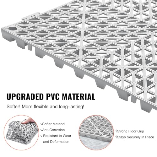 Happybuy Tiles Interlocking 50 PCS Gray, Drainage 12x12x0.6 Inches, Outdoor Floor Tiles, Outdoor Interlocking Tiles, Deck Flooring for Pool Shower Bathroom Patio Garage by Happybuy - Image 3