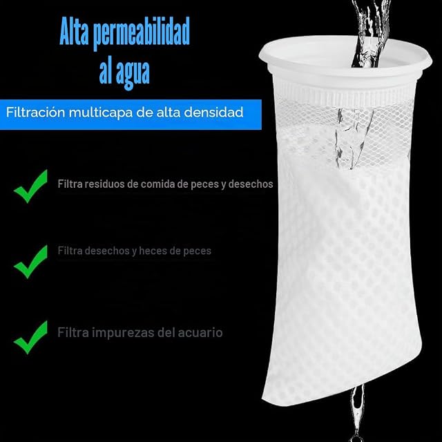 Foto 2 de 7 de DONGKER Bolsas de filtro de acuario, 2/4 piezas de 4 x 10 pulgadas, calcetines de filtro para pecera