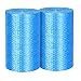 2-Pack Blue Bubble Cushioning Wrap Rolls, 3/16” Air Bubble, 12 Inch x 72 Feet Total, Perforated Every 12”, 20 Fragile Stickers Included