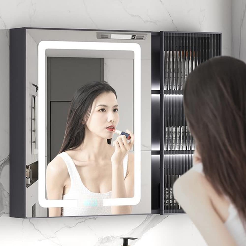 LED ミラーキャビネット　ホワイト Amazon.co.jp: ZJIEX ミラー付き照明付き薬戸棚、36x26インチ バス