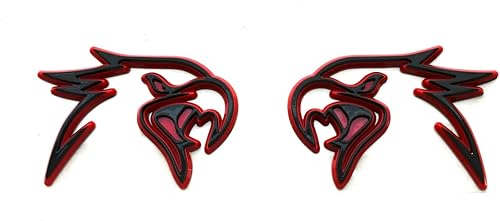 Par de emblemas de repuesto HELLHAWK personalizados para puerta de guardabarros Trackhawk, insignia 3D, cabeza estilo Hellcat (negro y rojo)
