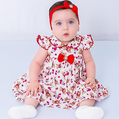 Vestido de bebê com bolero e tiara 100% Algodão - Mundo Nina - Laura Tamanho:G (6-12 Meses)