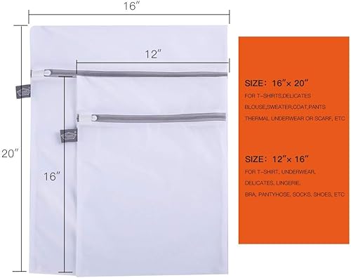 Miniatura 2 de Juego de 2 bolsas de lavandería delicadas bolsa de lavandería de malla duradera con cremallera bolsa de lavado de malla fina mantiene la forma del 2