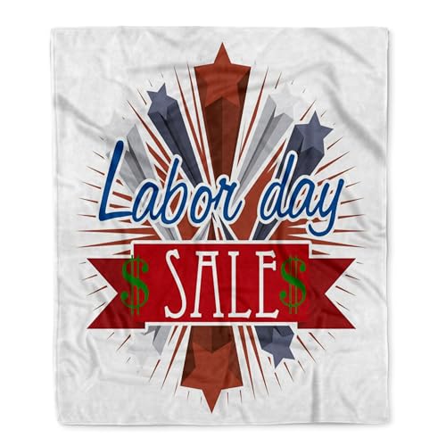 3dRose Image of Labor Day Sales On Large Colorful Sign with Money Symbol Silktouch Minky Blanket