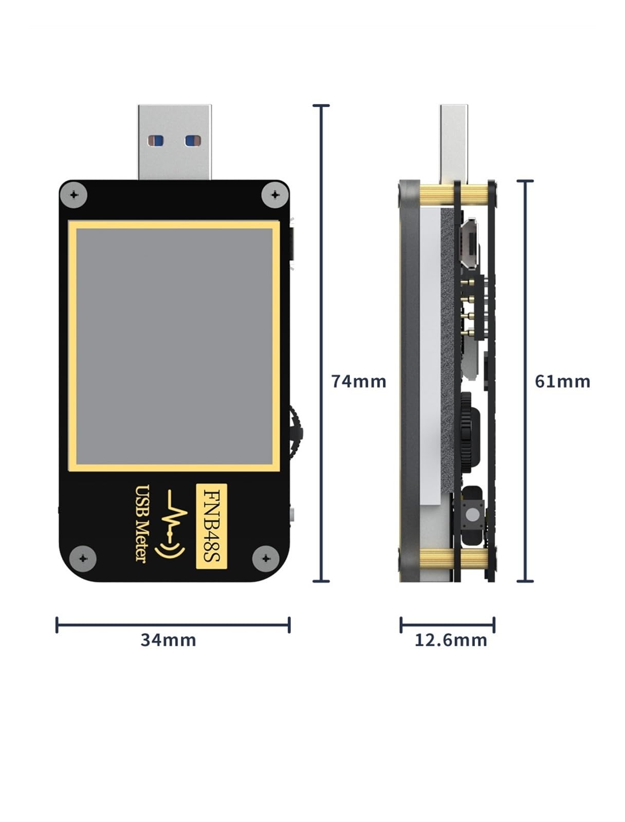 Woltomierz Cyfrowy Amperomierz Tester USB Wskaźnik Napięcia I Prądu Profesjonalne Narzędzia Dla Elektryków Detektor Ładowarki Dokładnie zmierz(Without BT)
