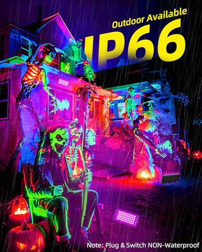 Image of 4 Pack 50W Black Light IP66 with Switch+6FT Cord for Halloween Glow Party
