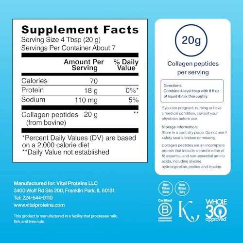 image for Vital Proteins Collagen Peptides Powder Supplement for Skin Hair Nail 