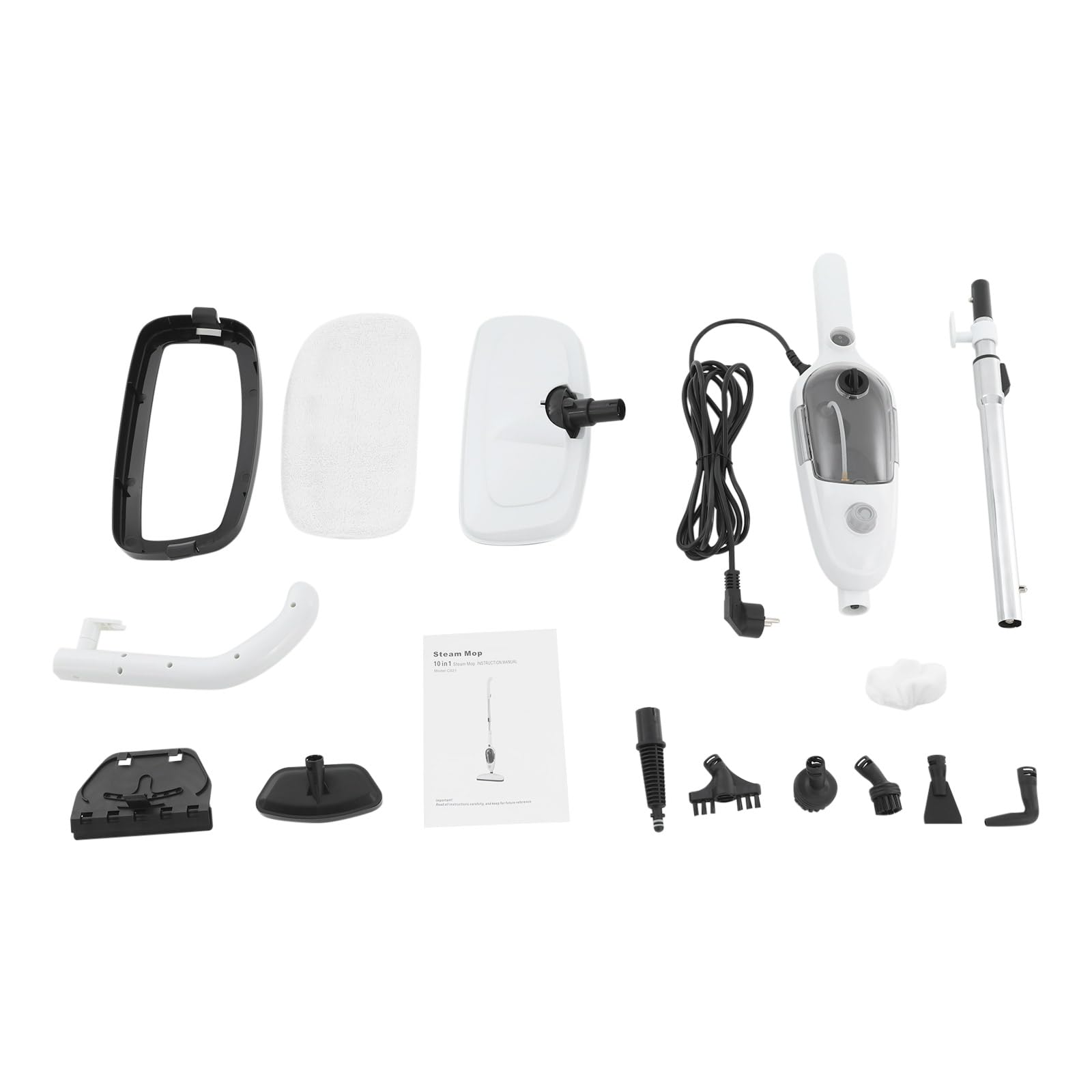 Dampfreiniger Komplett-Set 1300W mit transparentem Wassertank | Multifunktionaler Dampfmopp Bodenreiniger inkl. Bodendüse, Dampfdüse & Mopp für Fliesen & Böden