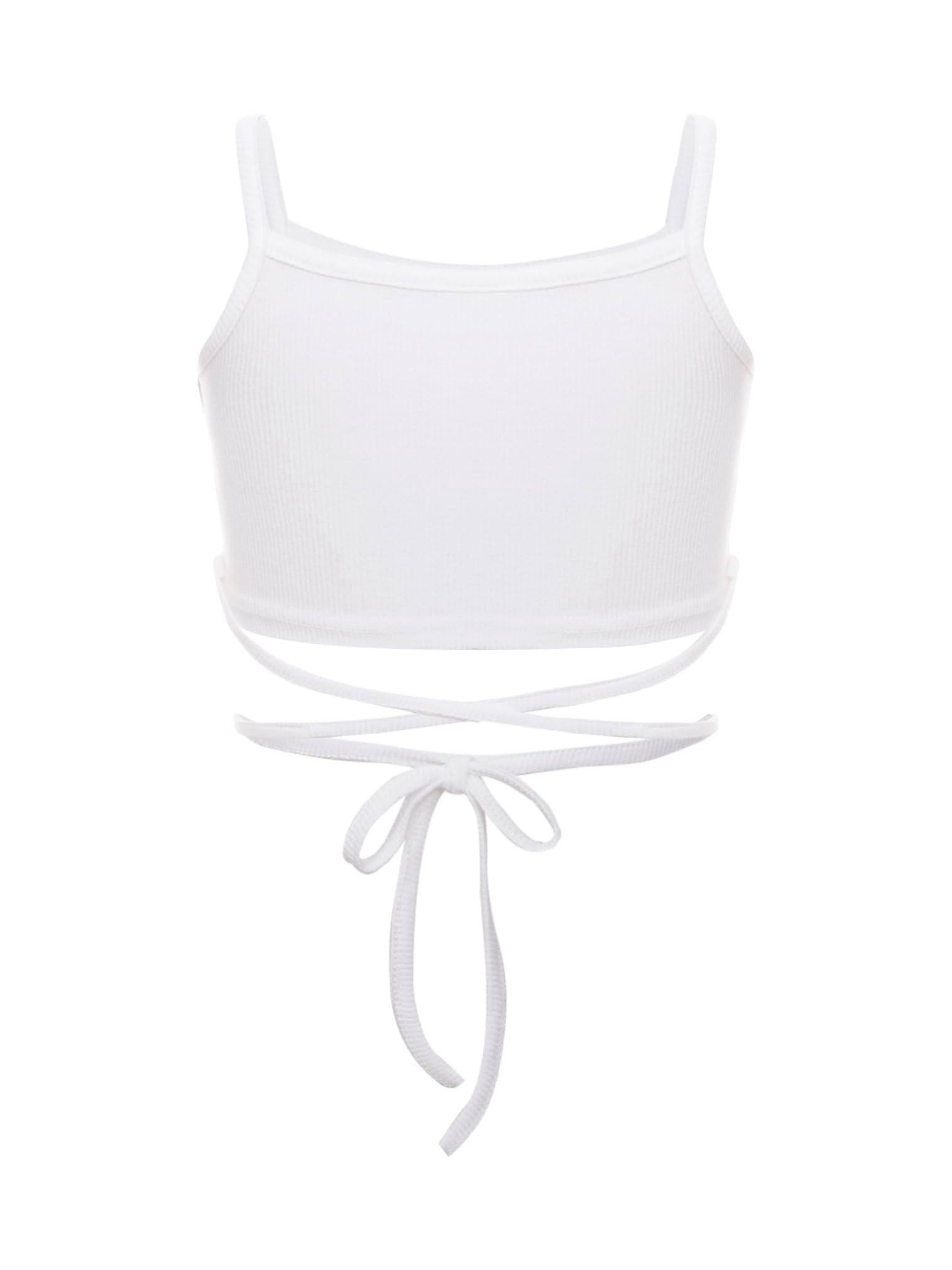 easyforever Kids Girls Hip Hop Jazz Dance Crop Top Letter Print Camisole Vest Sports Bra Gymnastics Ballet Dancewear White 15-16 Years