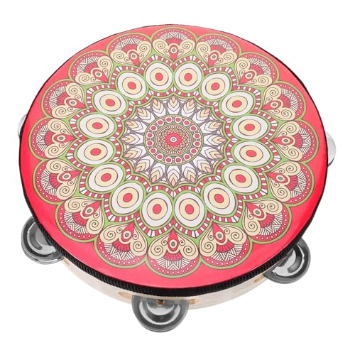 Yardwe 手持ちタンバリン パーカッション楽器 木製 ステンレス製 ジャ付き 子供から大人まで 教会音楽や演奏に適したリズム楽器 軽量で持ち運び便利