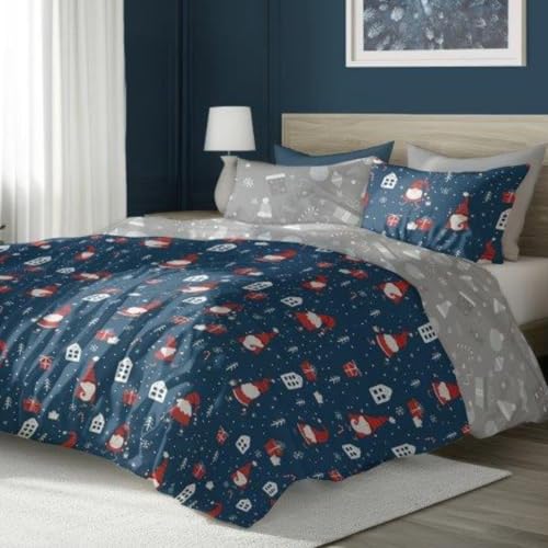 Faro Bettwäsche Set Baumwoll Weihnachtsbettwäsche (Dunkelblau Grau...