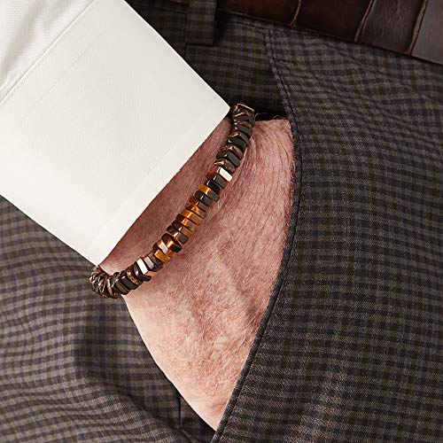 Tateossian Legno Silver Bracelet - Rose Gold And Tiger Eye, Brown, 17.5 Cm #TOP2