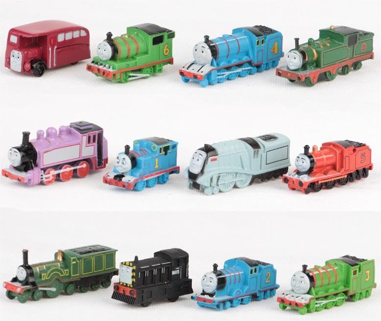 SWZY Thomas Figures Toy 12 Pieces Mini Thomas Cake Topper Thomas Ornaments Thomas Cake Decoration Mini Cars Birthday Party Supplies Decoration Cake Topper for Children Party Decoration