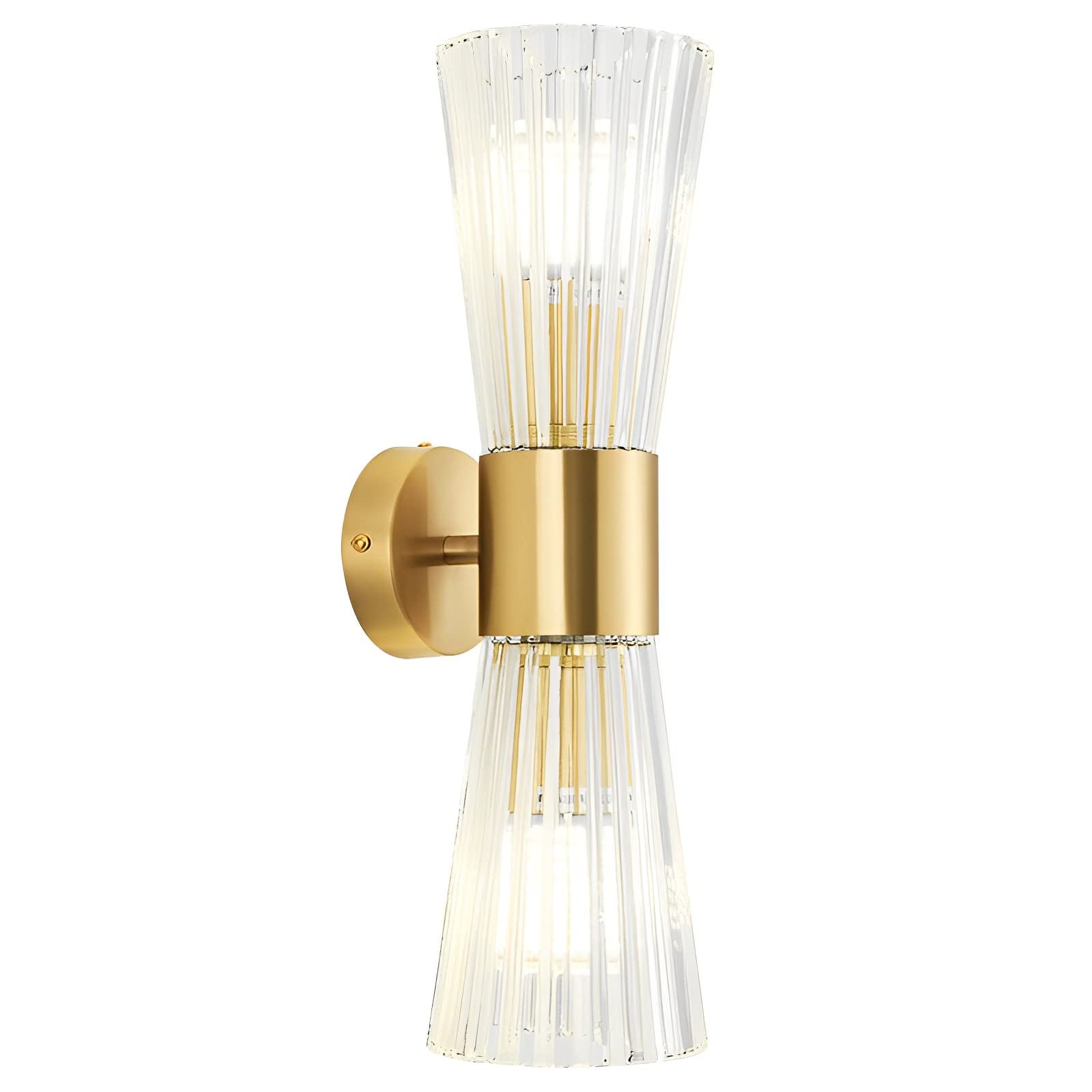 MESOVFCA Bathroom Sconces Vanity Light Fixtures - Gold Wall Sconces Glass Wall Lamp 12W 4000K Indoor Modern Bthroom Sconces Lighting Fixture for Bedroom, Living Room