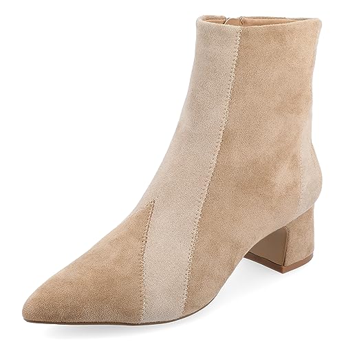 Faux Suede Block Heel Ankle Bootie by Journee Collection