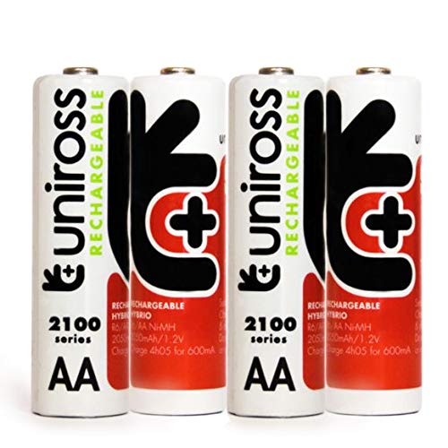 Lot de 8 Piles Accu Uniross Hybrio Rechargeable R6/AA 2050mAh 1.2V Livré dans Sachet Transparent (Lot de 8, 2050mAh 1,2V AA)