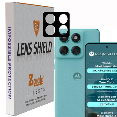 Image of ZARALA Glass Camera Lens Protector For Motorola Edge 60 Fusion 5G[9H Hardness] [6D Lens Protector ] [Easy Installation] Black