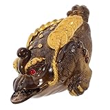 TOPPERFUN Figura de Rana Feng Shui Que Cambia de Color, Adorno Dorado de Resina para Decoración de Mesa y Escritorio, Símbolo de Prosperidad para Ceremonia de Té, Accesorios para Hogar